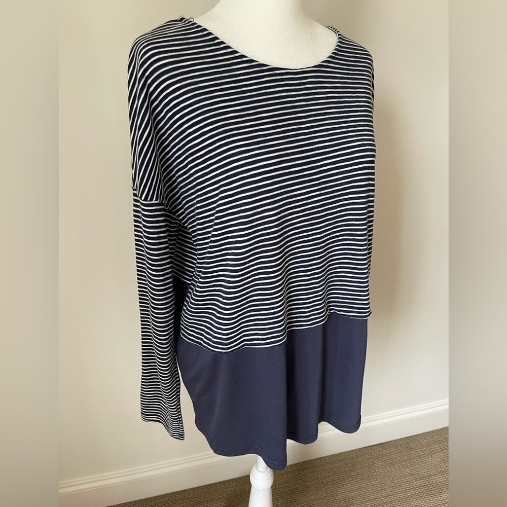 Stevie Hender - Navy and White Striped Top - Size M - Picture 2 of 9